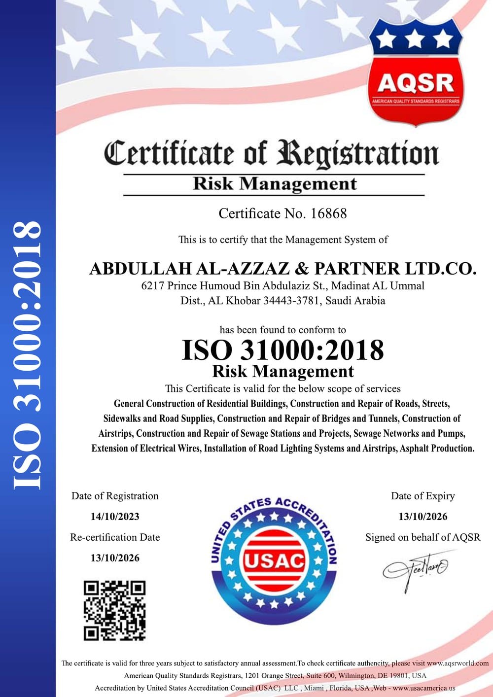 ISO 31000:2018 Risk Management registration
